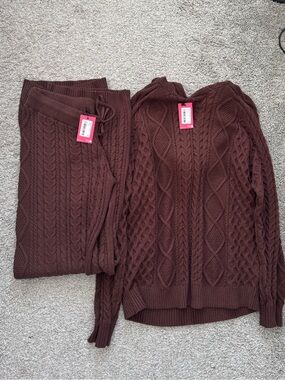 Edikted Cable-Knit Sweater Set - Brown
